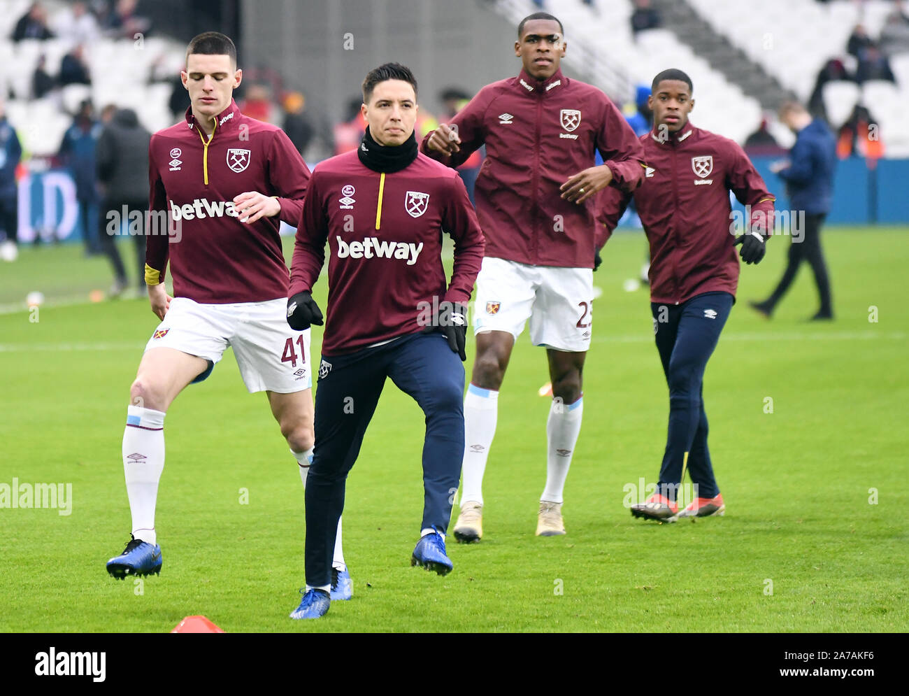 LONDON, ENGLAND - Januar 5, 2019: Samir Nasri von West Ham dargestellt vor dem FA Cup 2018/19 Runde 3 Spiel zwischen West Ham United und Birmingham City FC in London Stadion. Stockfoto