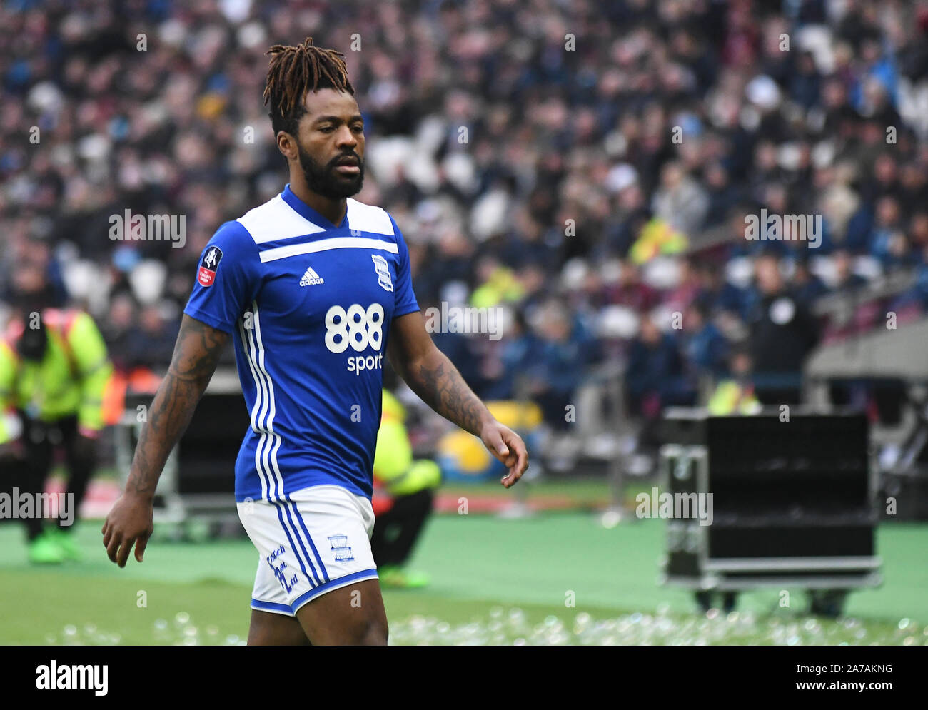 LONDON, ENGLAND - Januar 5, 2019: Jacques Maghoma von Birmingham dargestellt während der FA Cup 2018/19 Runde 3 Spiel zwischen West Ham United und Birmingham City FC in London Stadion. Stockfoto