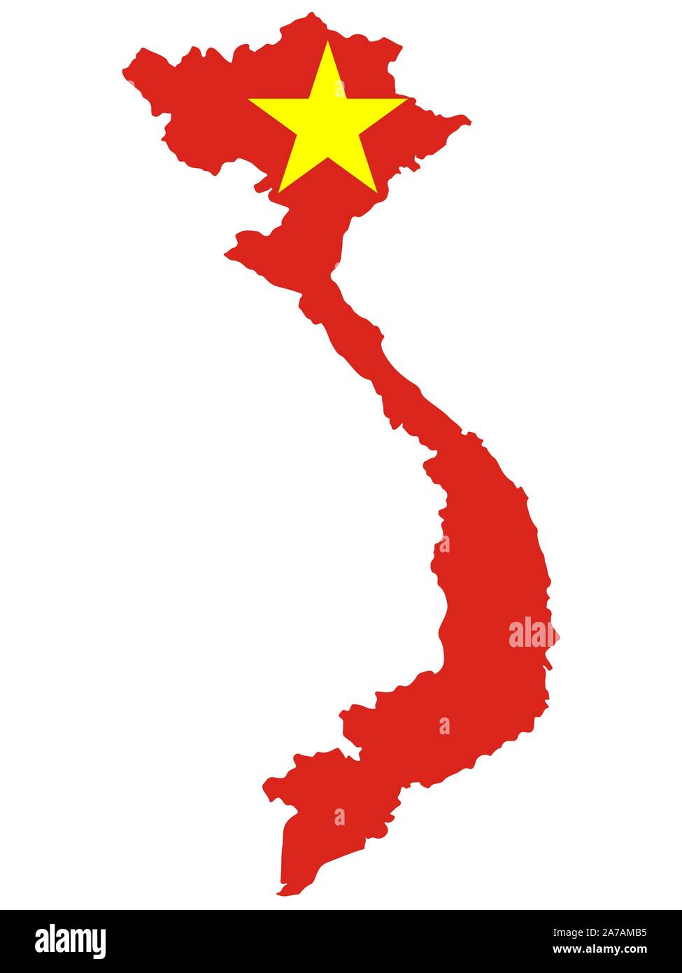 Flagge Landkarte von Vietnam offiziell der Sozialistischen Republik Vietnam. Vector Illustration eps 10. Stock Vektor