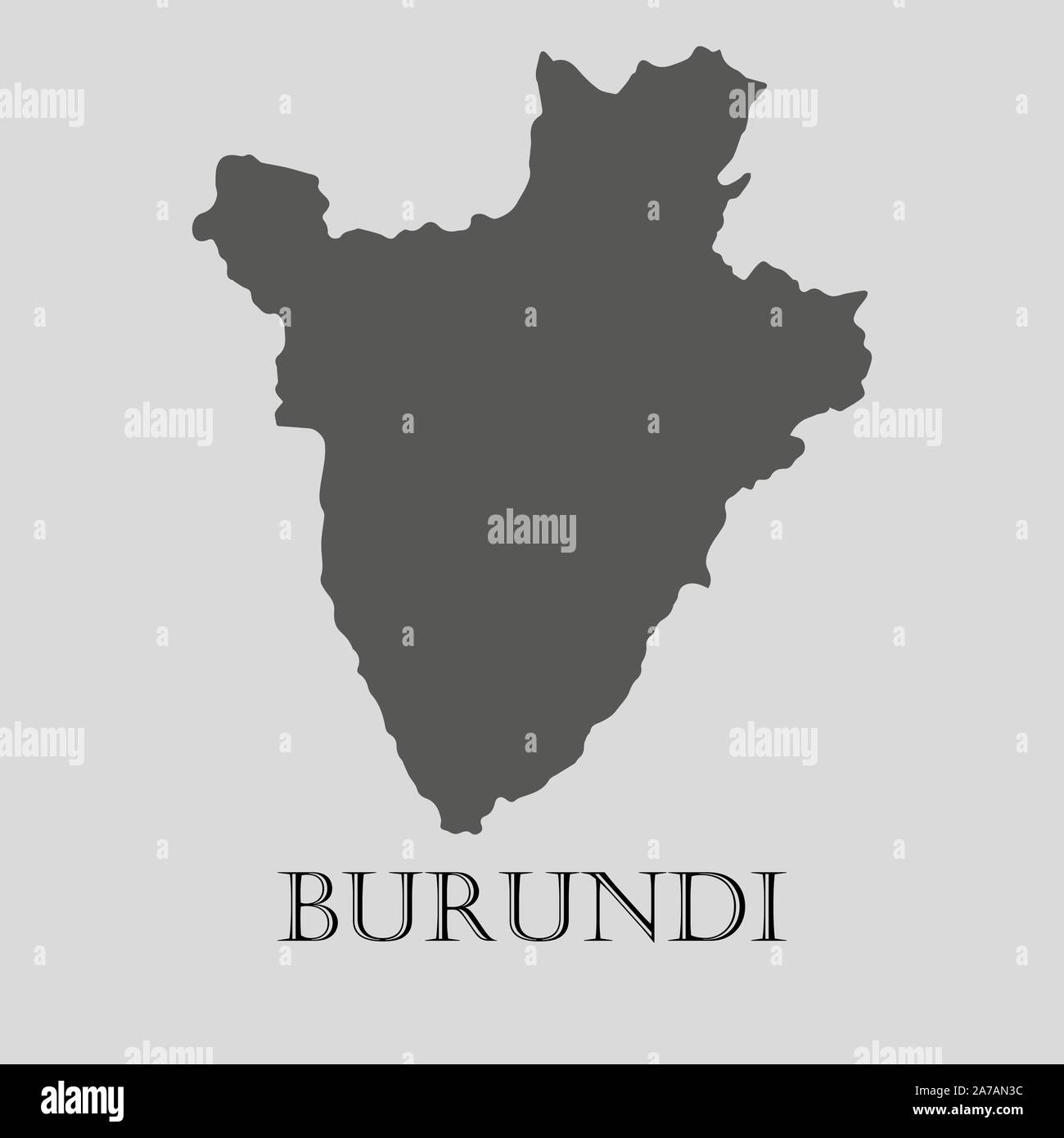 Schwarz Burundi Karte auf hellgrauem Hintergrund. Schwarz Burundi Karte - Vector Illustration. Stock Vektor