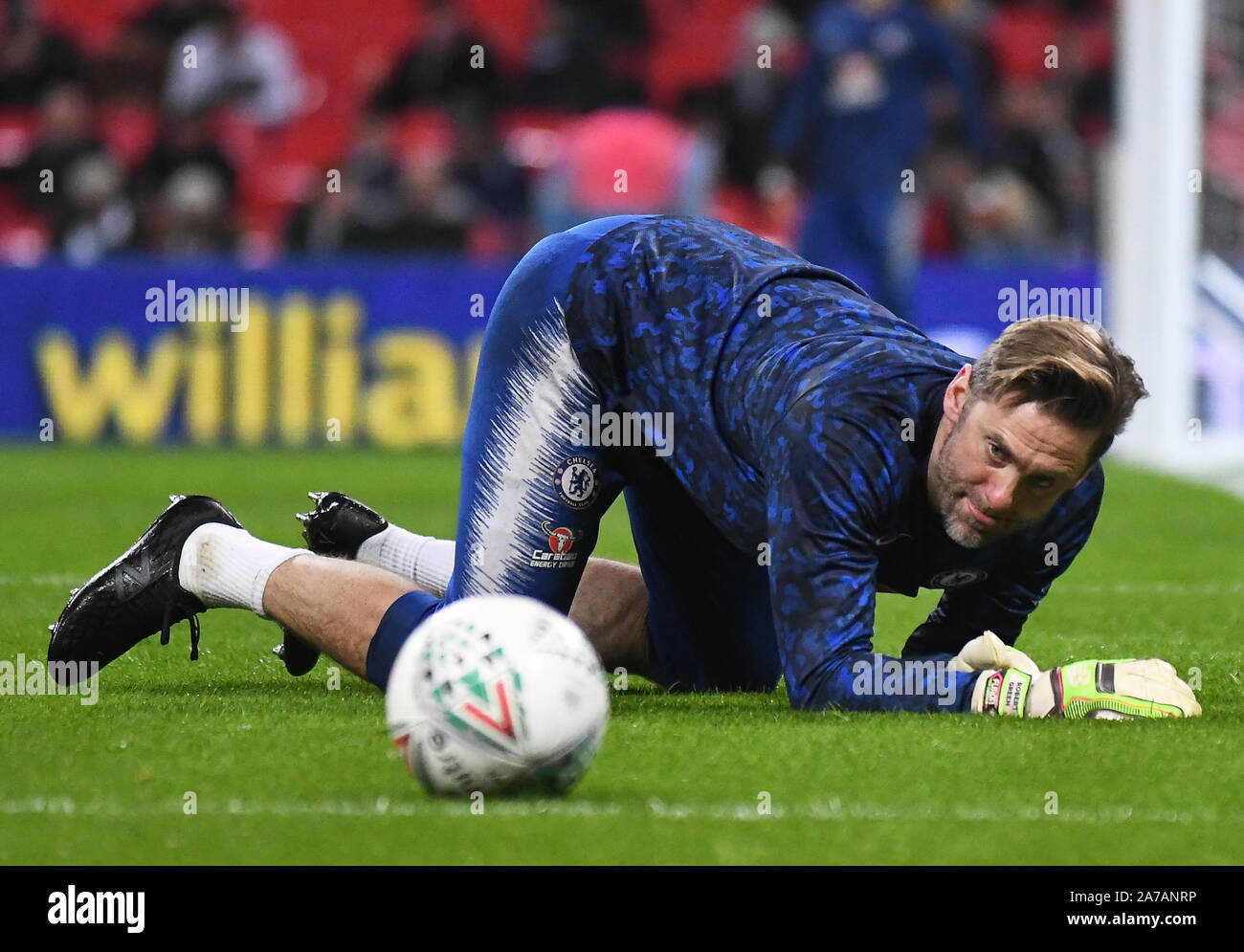 LONDON, ENGLAND - Januar 8, 2019: dargestellt, während der ersten Etappe der 2018/19 Carabao Cup Halbfinale zwischen FC Chelsea und Tottenham Hotspur im Wembley Stadion. Stockfoto