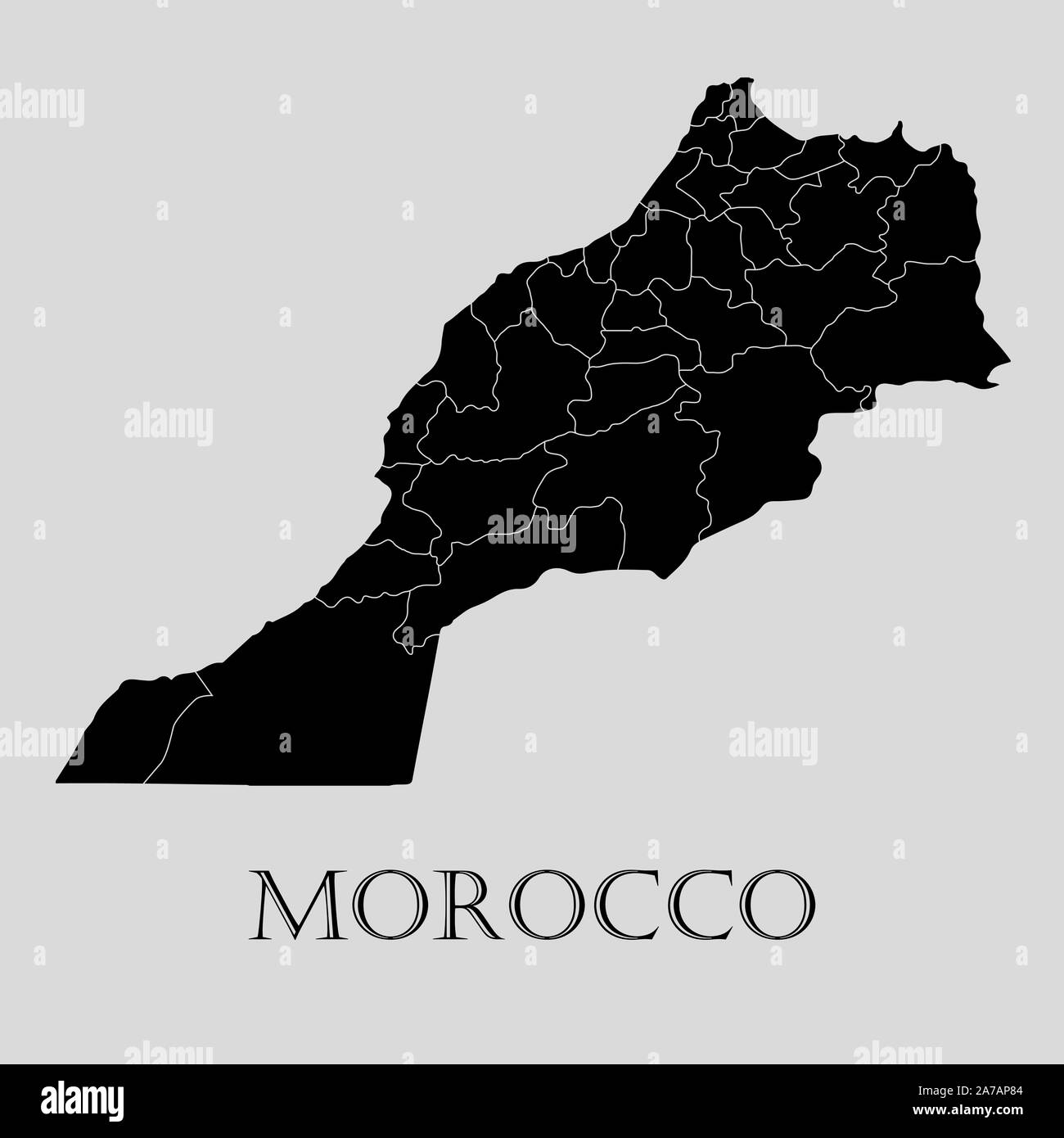 Schwarz Marokko Karte Auf Hellgrauem Hintergrund Schwarz Marokko Landkarte Vector Illustration Stock Vektorgrafik Alamy