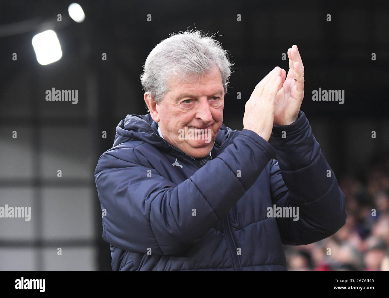 LONDON, ENGLAND - Januar 12, 2019: Palast Manager Roy Hodgson dargestellt vor der 2018/19 Premier League Spiel zwischen Crystal Palace und Watford an Selhurst Park. Stockfoto