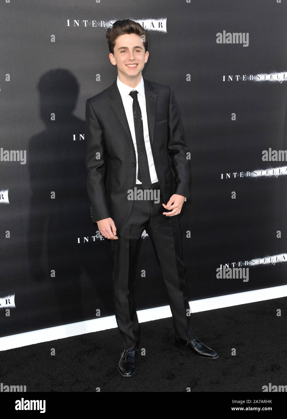 LOS ANGELES, Ca - 26. OKTOBER 2014: Timothee Chalamet am Los Angeles Premiere seines Films interstellaren an der TCL Chinese Theater, Hollywood. © 2014 Paul Smith/Featureflash Stockfoto