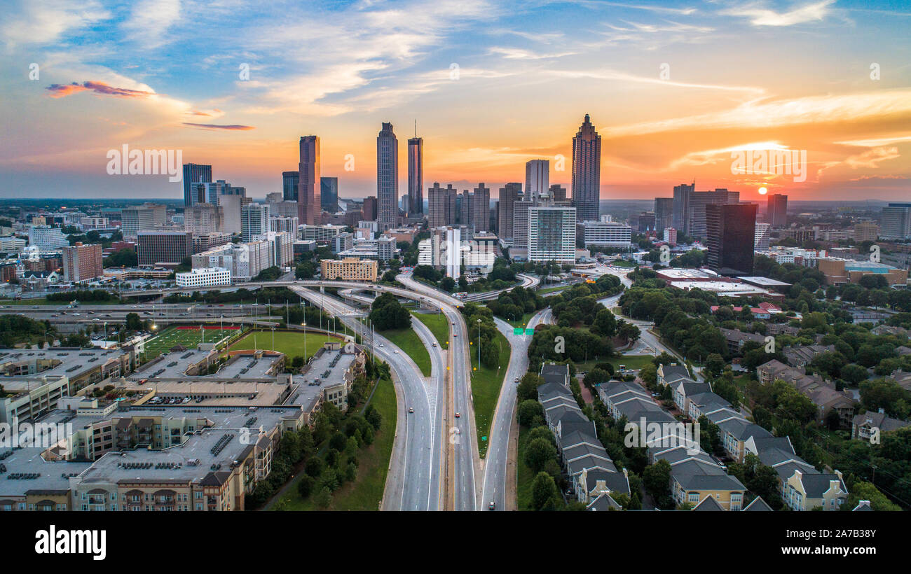 Atlanta, Georgia, USA Downtown Skyline Luftbild Panorama. Stockfoto