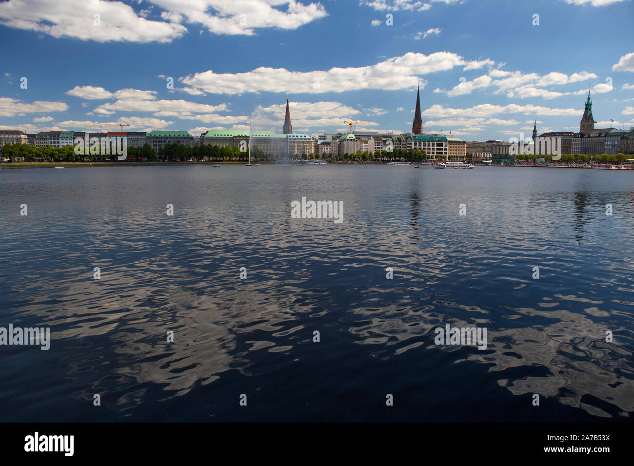 Blick auf die Binnenalster in Hamburg Stockfoto