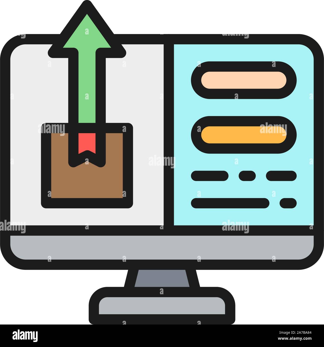 Konto mit Package Tracking, schnelle Lieferung flach Farbe Symbol. Stock Vektor
