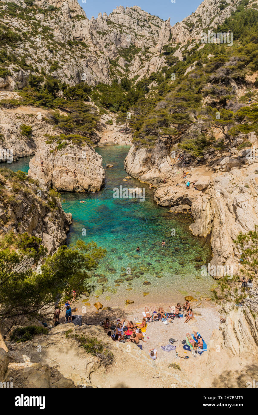 Ein Blick auf die Calanques in Marseille Frankreich Stockfoto