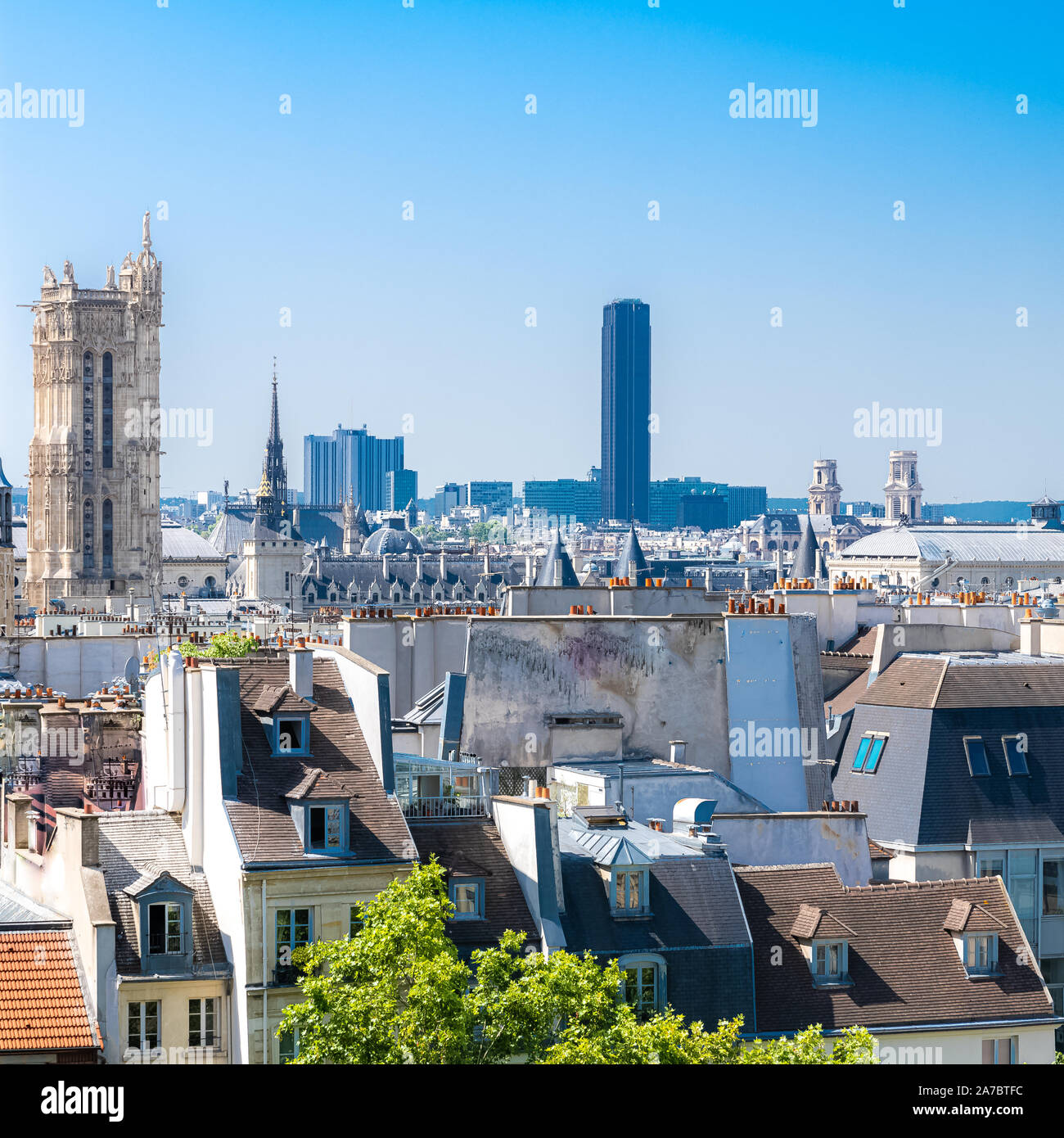 Paris, Montparnasse, Turm, Antenne, Ansicht, Skyline, Dächer, Panorama, Gebäude, Dachterrasse, Panoramablick, Pantheon, charmant, Street, Fassade, typisch, geometr Stockfoto
