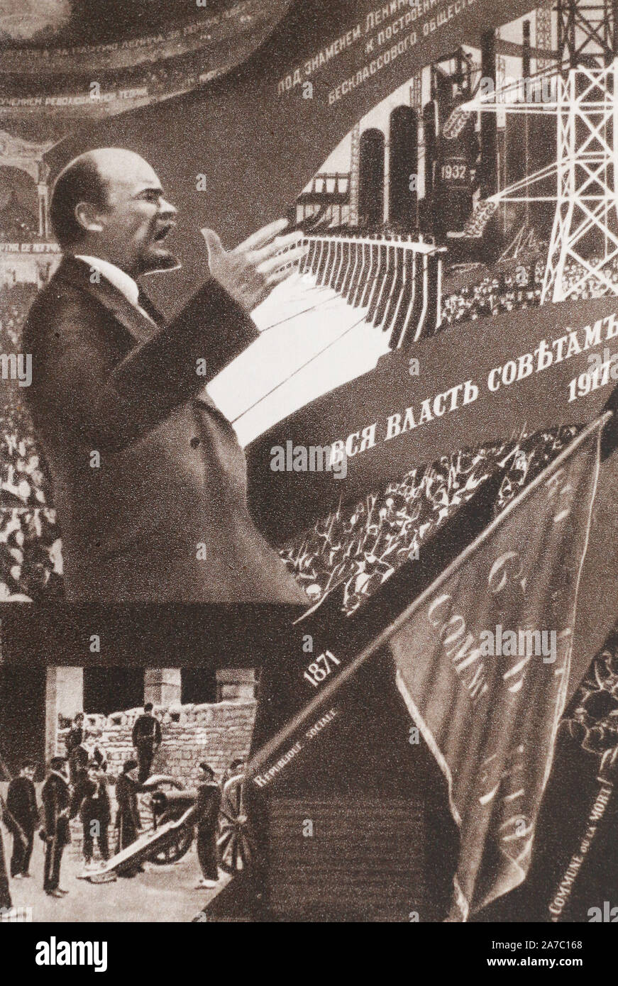 Alle Macht den Sowjets. Vintage sowjetischen Plakat. Stockfoto