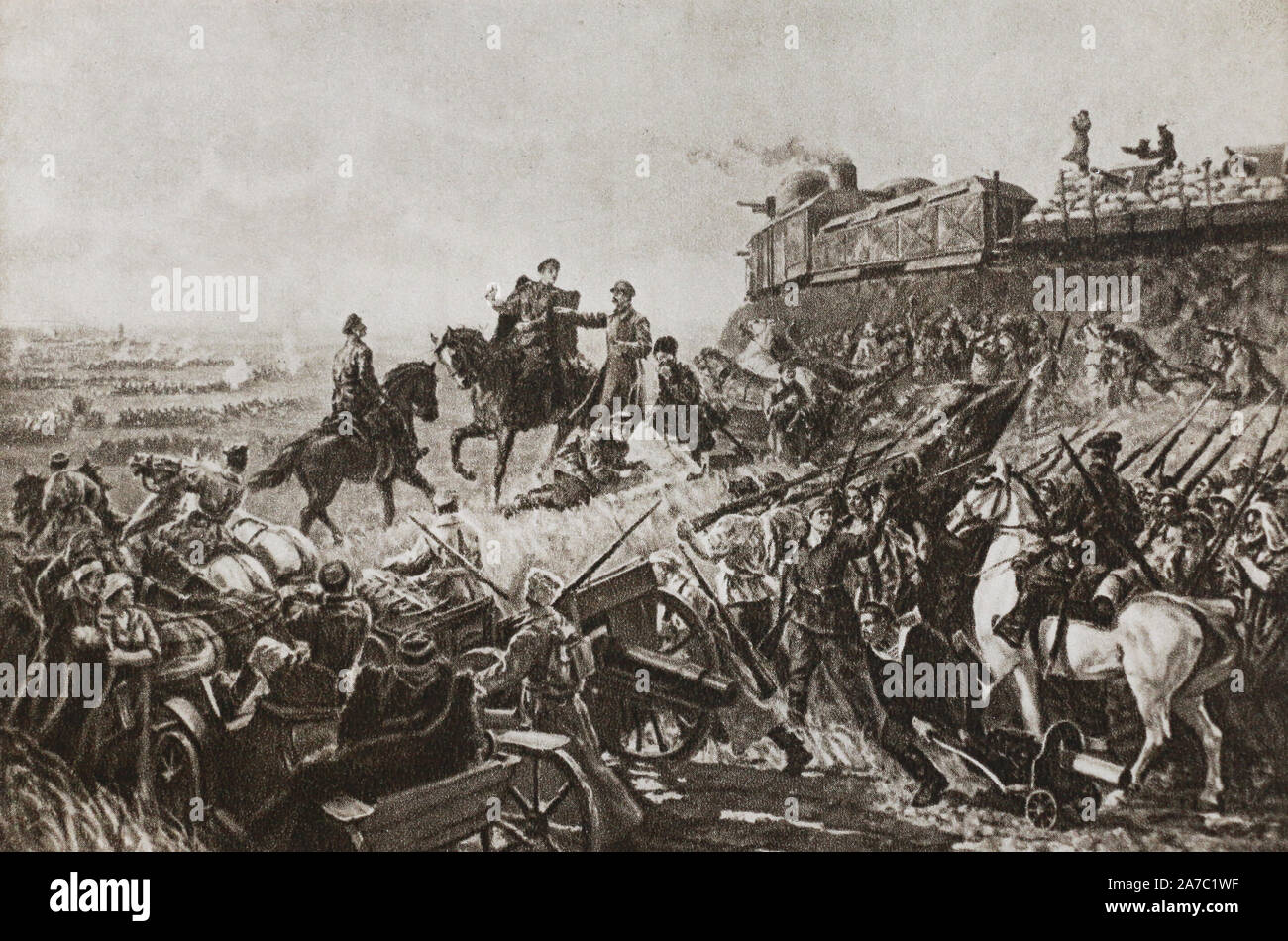 Verteidigung der Tsaritsyn. Gemälde von P. Sokolov-Skalya. Stockfoto