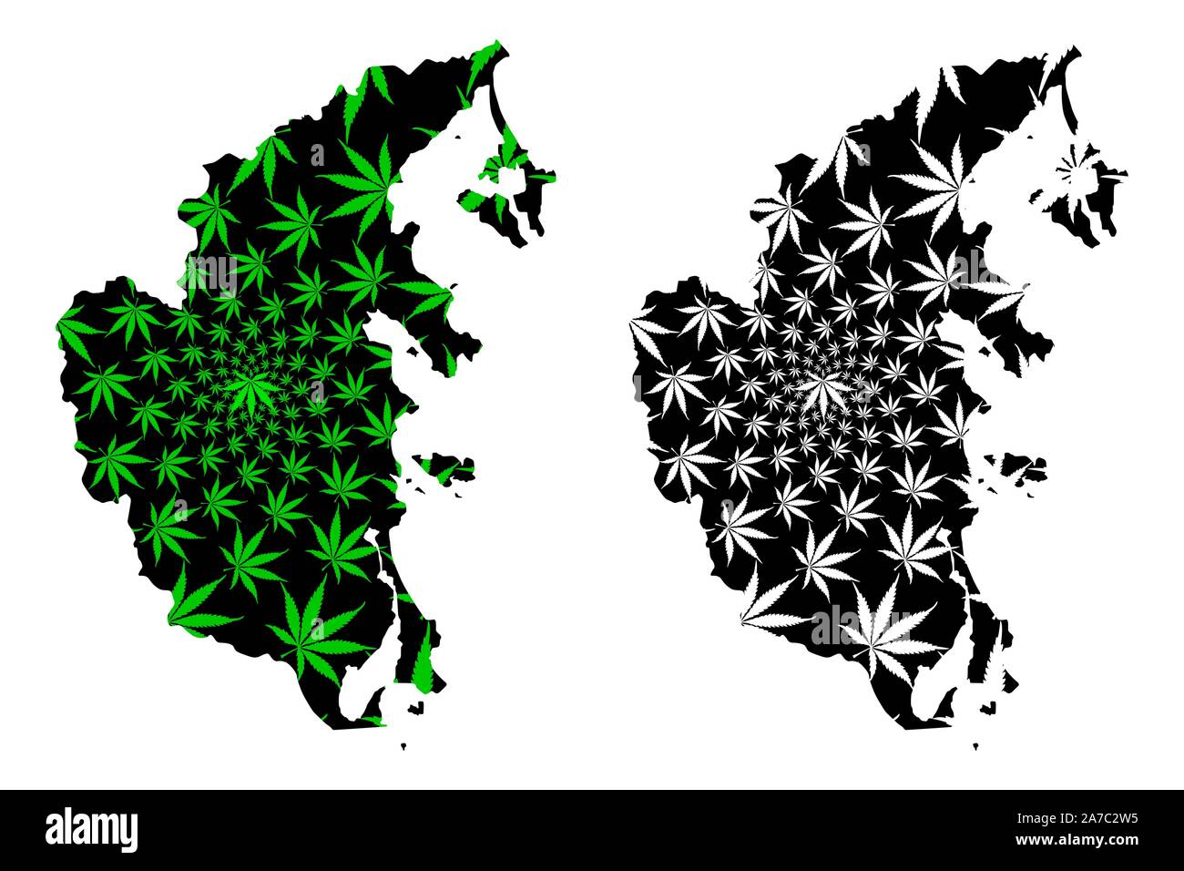 Khanh Hoa Provinz (Sozialistische Republik Vietnam, Unterteilungen von Vietnam) Karte cannabis Blatt grün und schwarz ausgelegt ist, Tinh Khanh Hoa Karte von gemacht Stock Vektor