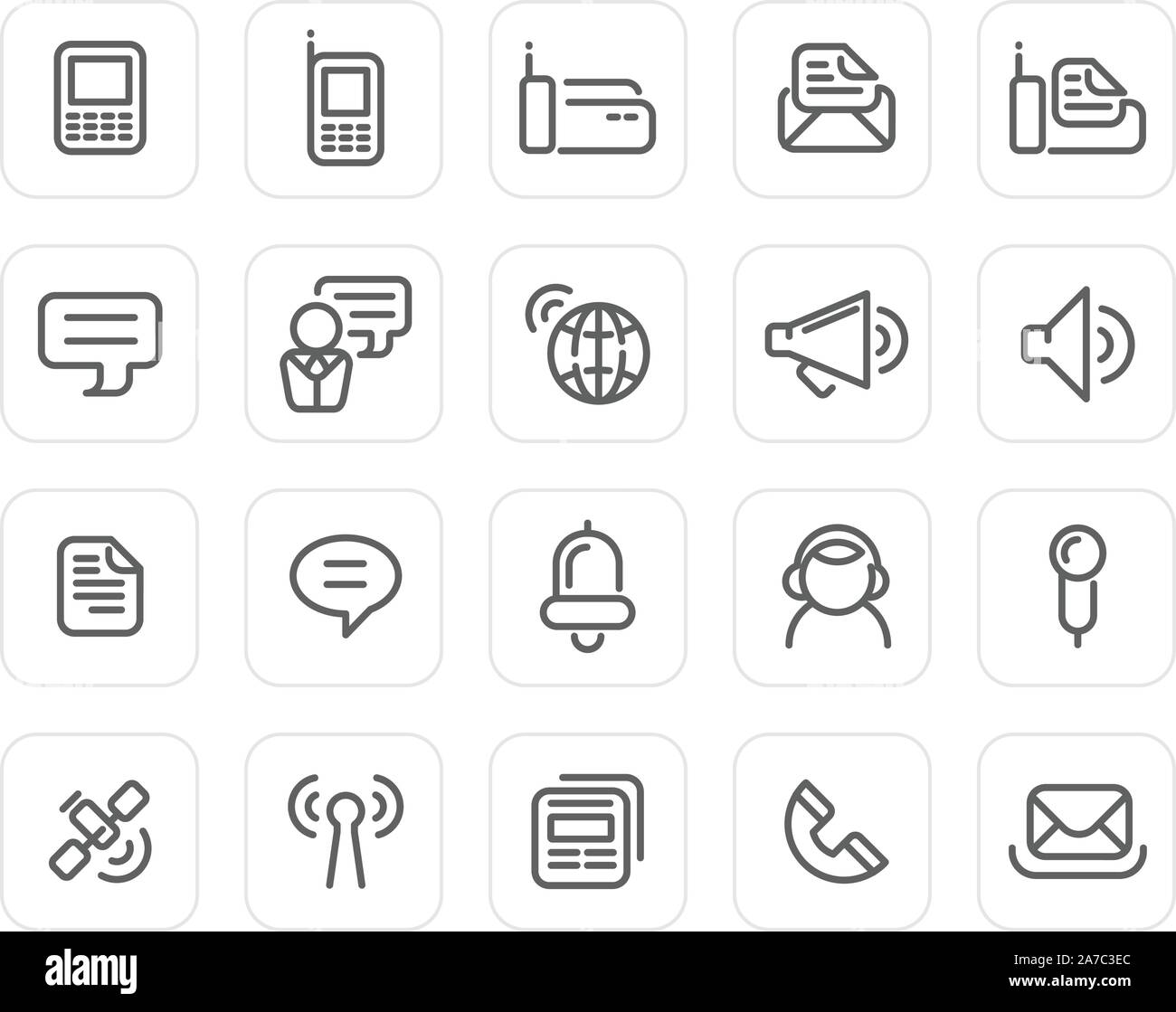 Kommunikation Symbole - normales Icon Set (Schwarz) Stock Vektor
