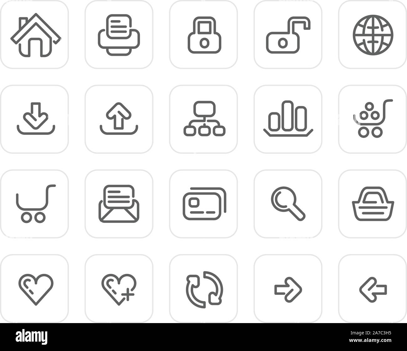 Website und Internet icons-plain Icon Set (Schwarz) Stock Vektor