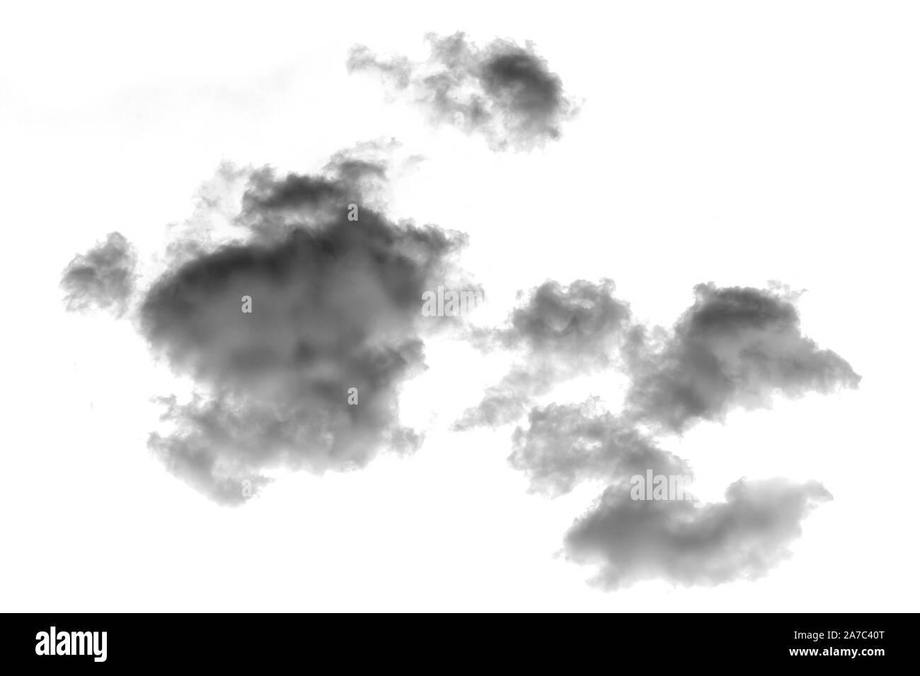 Schöne weiße Wolke Form auf weißem Hintergrund, Natur und Hintergrund Konzept isoliert. Stockfoto