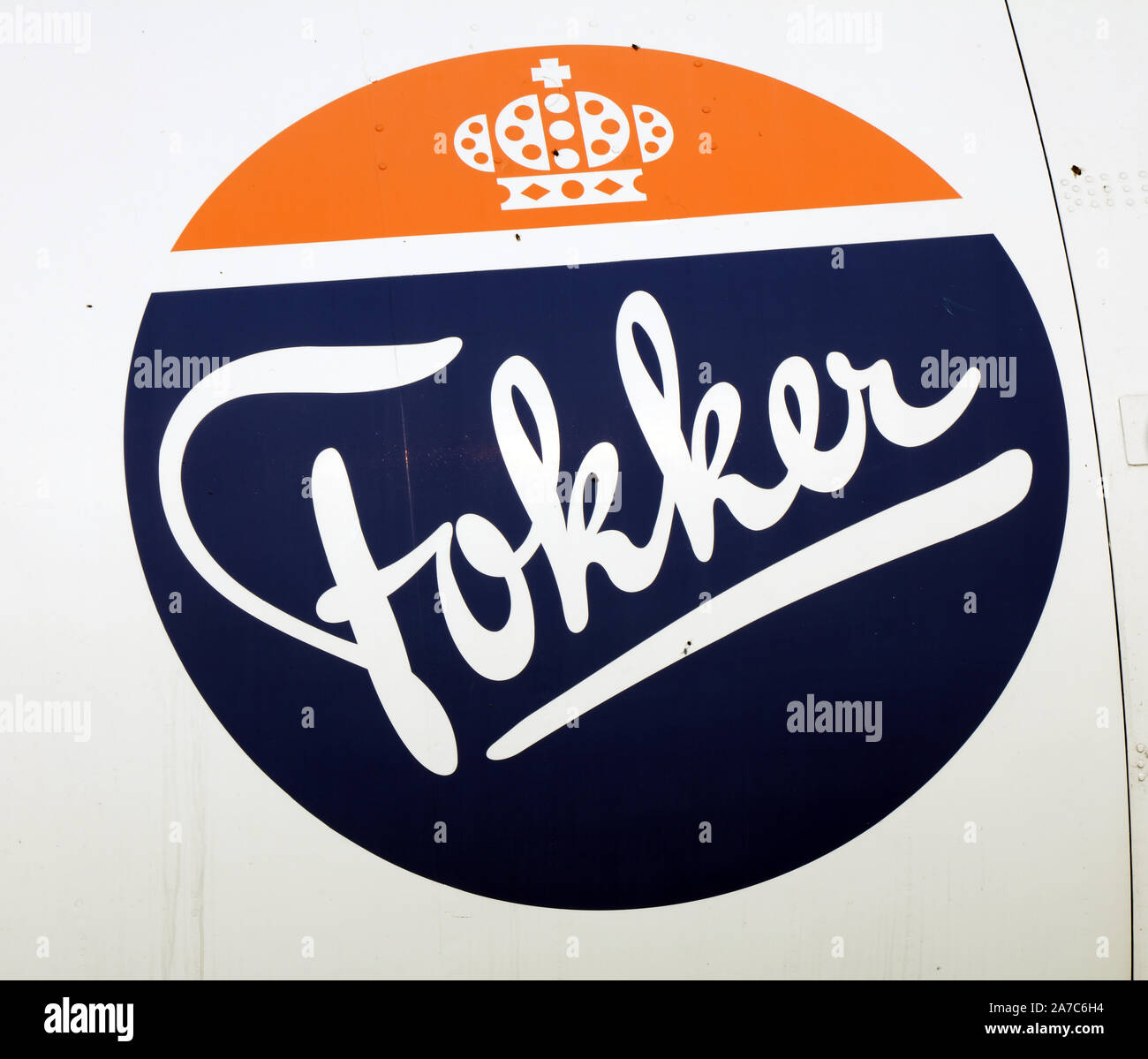 Lelystad, Niederlande, 31. Oktober 2019; Fokker Zeichen auf einem Flugzeug im aviodrome in Lelystad Stockfoto