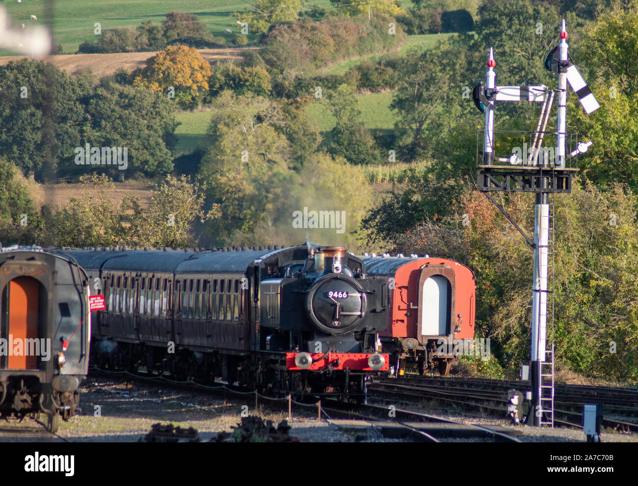 9466 Panier Tank überschrift in Winchcombe Station Stockfoto