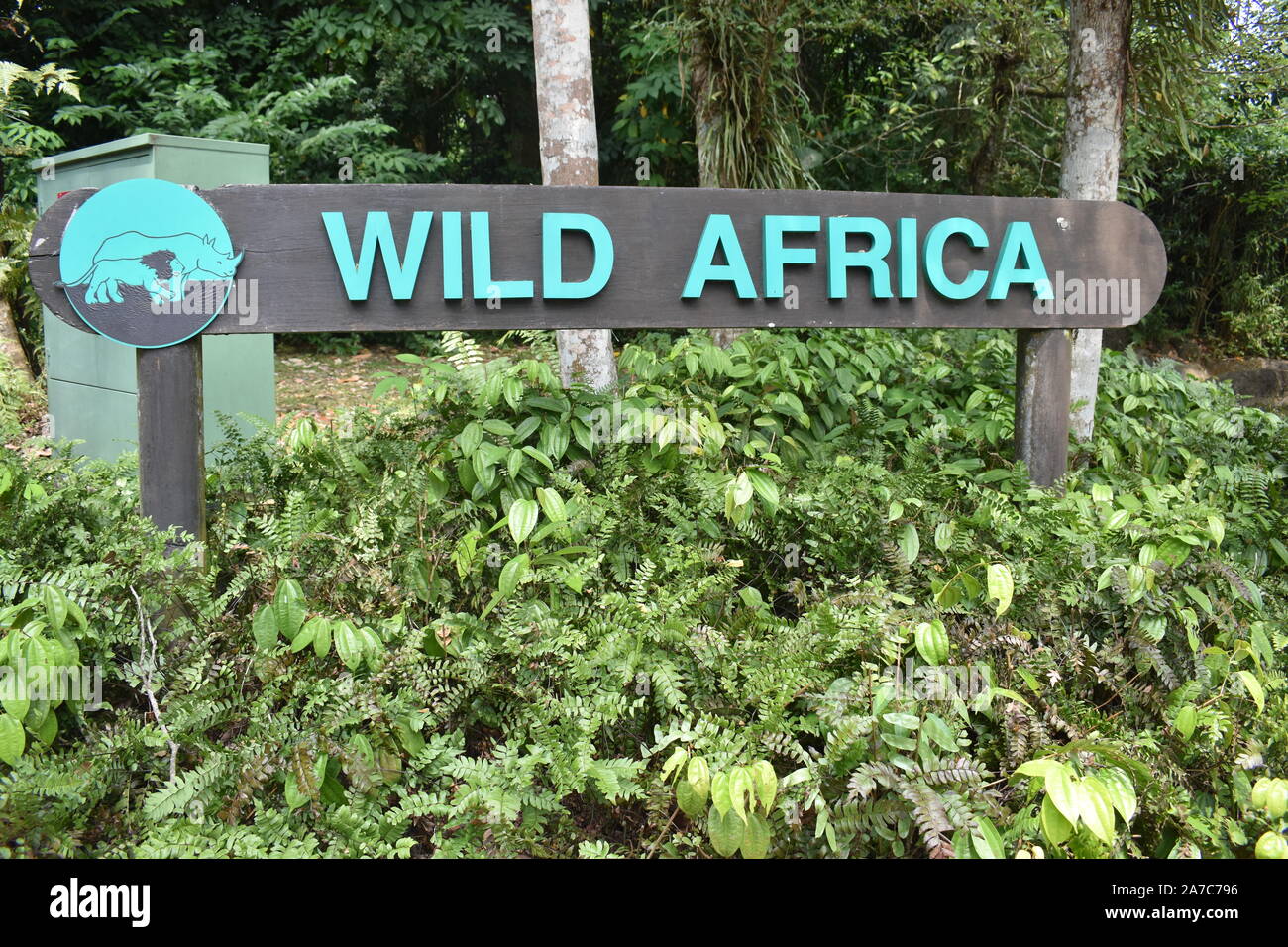 Wilde Afrika board Symbol in den Singapore Zoo Stockfoto