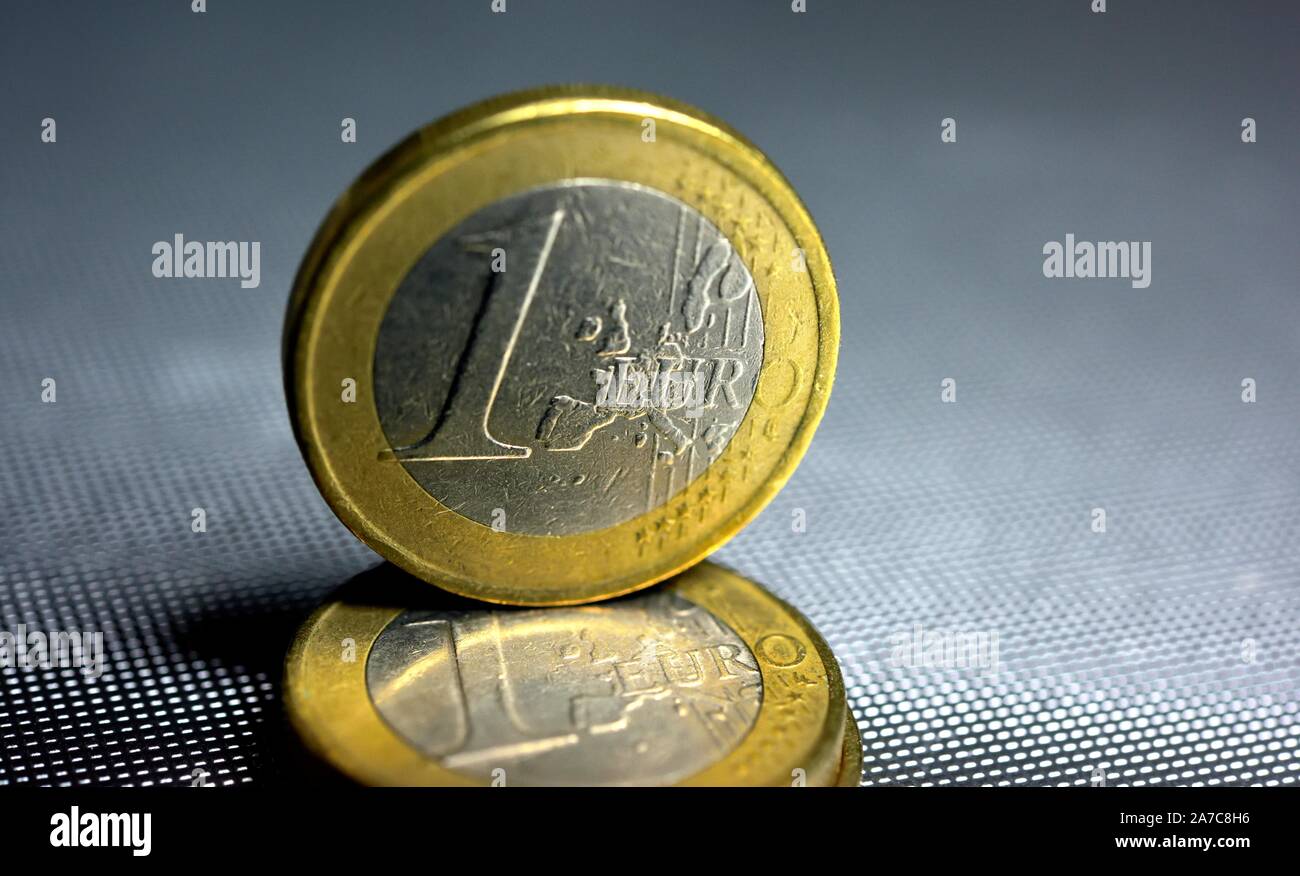 Euro Münze aufrecht Stockfoto