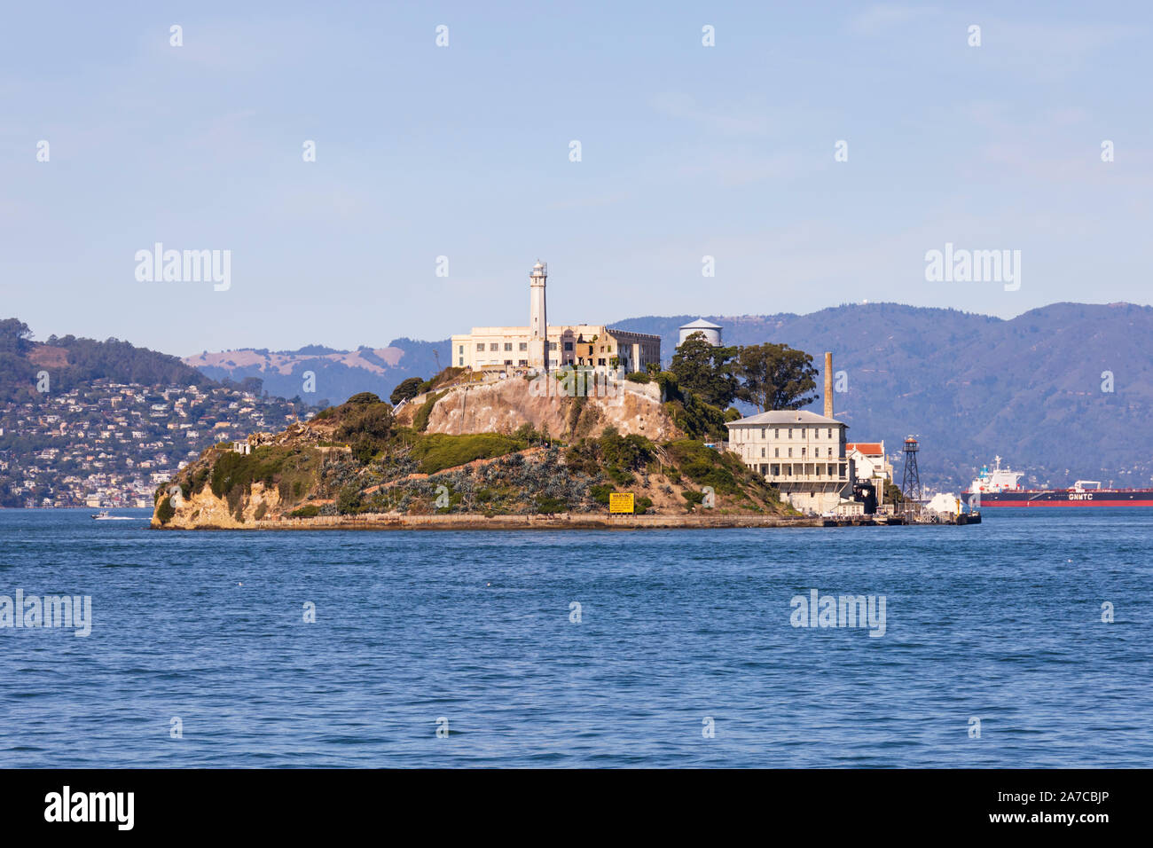 Die Insel Alcatraz San Francisco Bay. Ehemalige Hochsicherheitsgefängnis. Kalifornien, Vereinigte Staaten von Amerika. USA Stockfoto