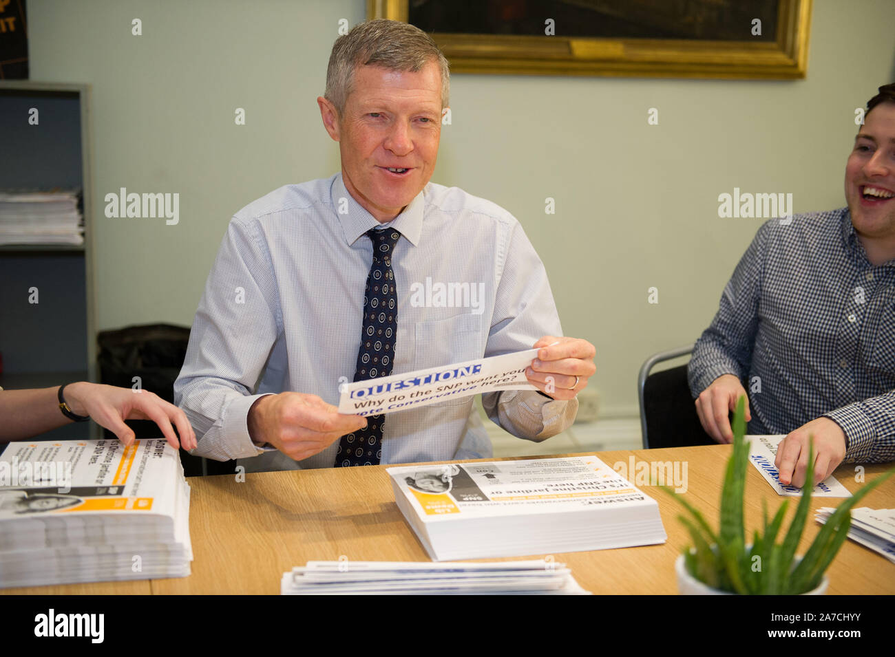 Edinburgh, 30. Oktober 2019. Im Bild: Willie Rennie MSP-Führer der schottischen Liberaldemokratischen Partei. Willie Rennie ist in der Zentrale der Partei heute Morgen für ein Foto op ihren Wahlkampf zu starten. Der britische Premierminister, Boris Johnson als snap Parlamentswahlen am 12. Dezember, und die schottische Liberalen Demokraten zusammen mit der britischen Liberaldemokraten suchen Brexit zu übernehmen und zu beenden. Credit: Colin Fisher/Alamy leben Nachrichten Stockfoto