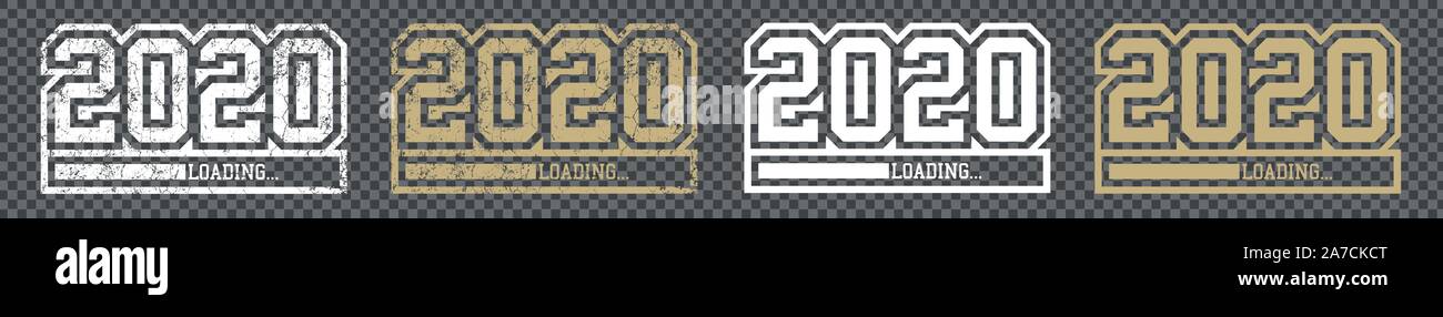 2020 | Neues Jahr | Gold weiß Laden Bar | Hochschule | Universität | Sport | Variationen Stock Vektor