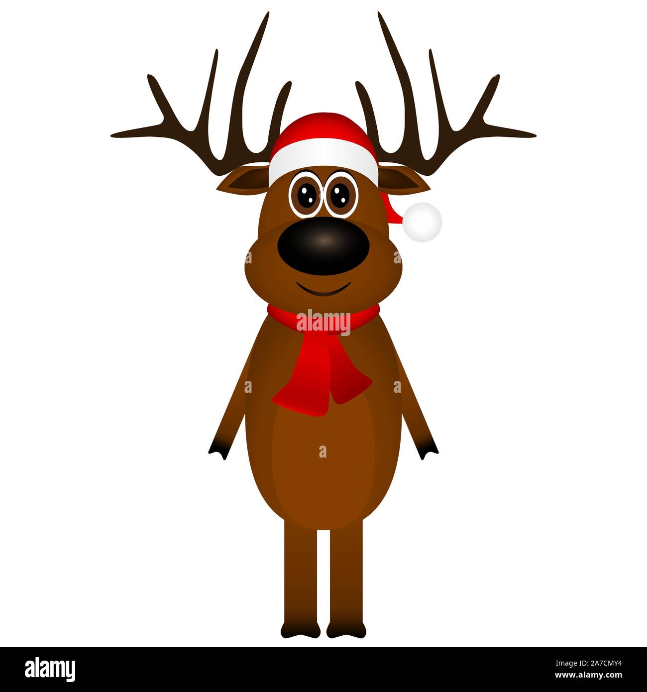 Lustige Rentiere in einem Schal für Weihnachten lächelnd Stock 