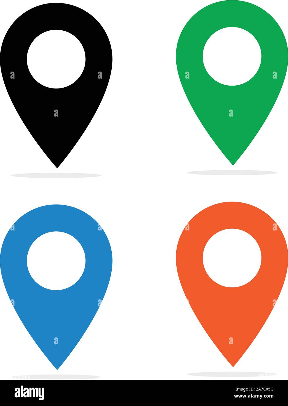 Gps-navigation Anwendung. Set Map Farben Symbol auf weißem Hintergrund. Karte Farbe unterzeichnen. Karte zeigen. Flat Style. Standort pin Symbol für Ihre Website Stock Vektor