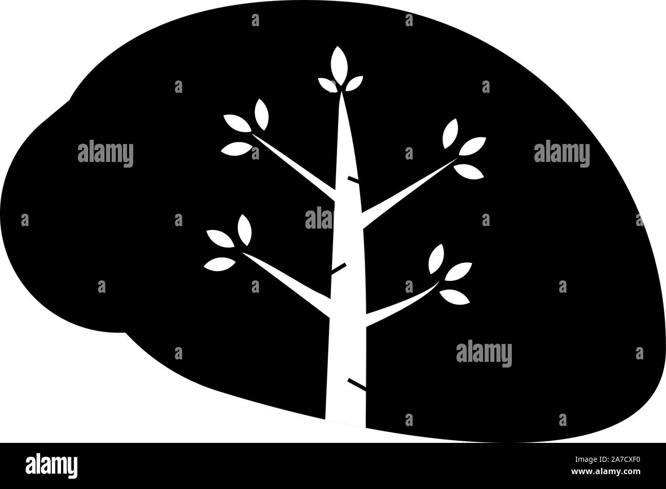 Silhouette Gehirn eco Symbol vektor Konzept. Natur denken Sign Design. Baum im Gehirn auf Symbol Stock Vektor