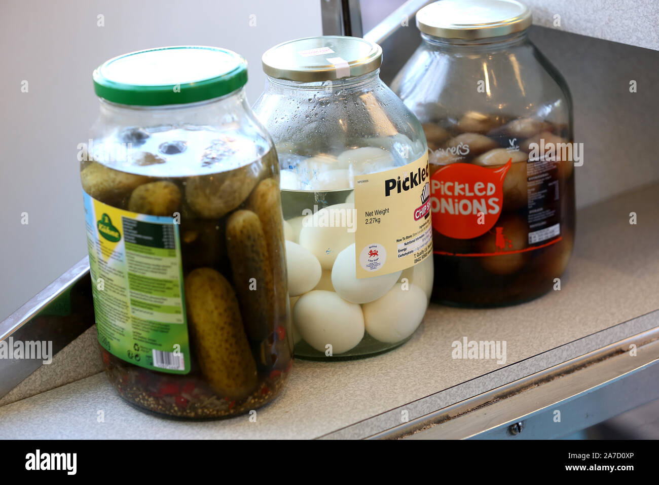 Allgemeine Ansichten von Harry's Fish and Chip Shop in Chichester, West Sussex, UK. Stockfoto