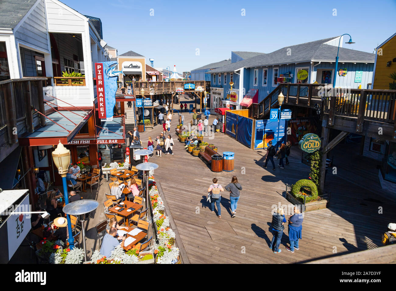 Attraktionen am Pier 39, Fisherman's Wharf, San Francisco, Kalifornien Vereinigte Staaten von Amerika Stockfoto