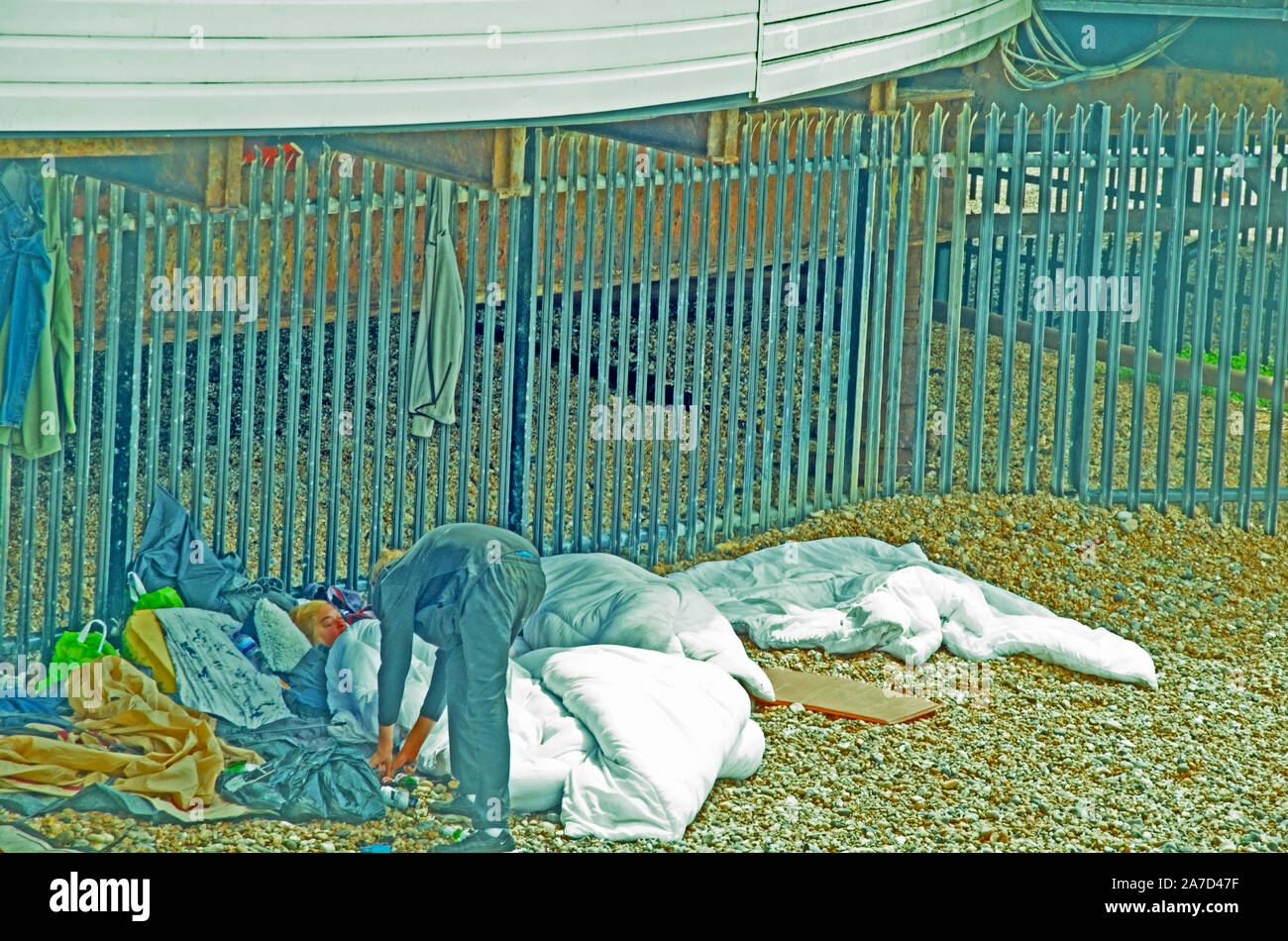 Brighton Rough Sleepers von Pier Stockfoto