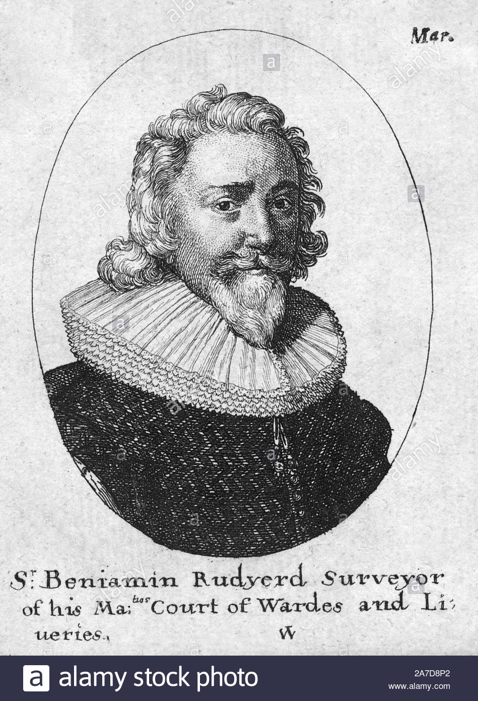 Sir Benjamin Rudyerd Porträt, 1572 - 1658, war ein englischer Dichter und Politiker, Radierung von Böhmische Kupferstecher Wenzel Hollar aus 1600s Stockfoto