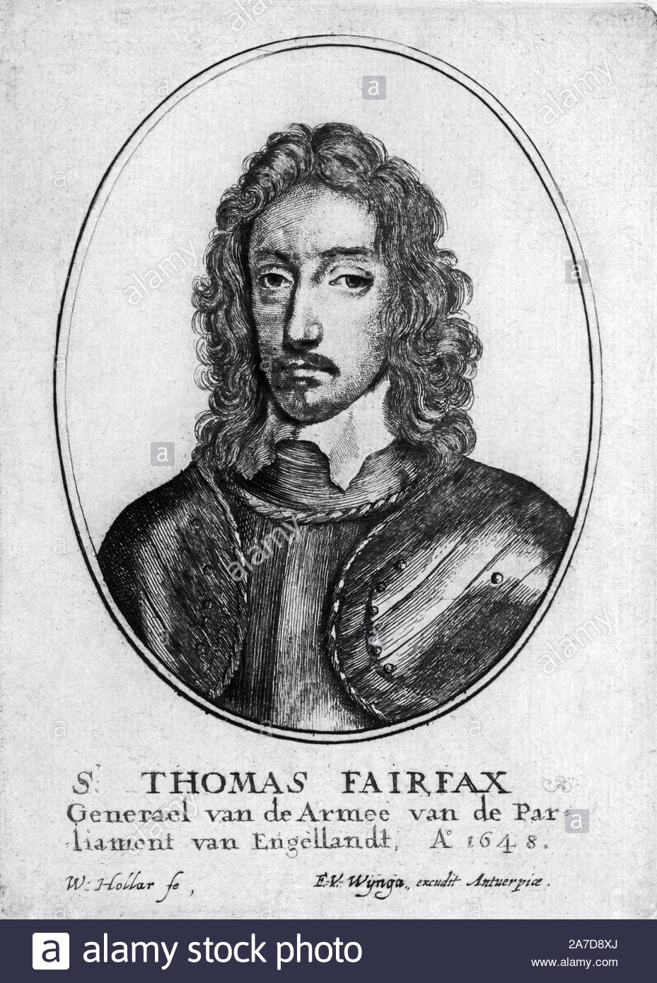Sir Thomas Fairfax Portrait, 3. Herr Fairfax von Cameron 1612 - 1671, war ein englischer Edelmann, Peer, Politiker, General, und Parlamentarische Commander-in-chief während des Englischen Bürgerkriegs, Radierung von Böhmische Kupferstecher Wenzel Hollar aus 1600s Stockfoto