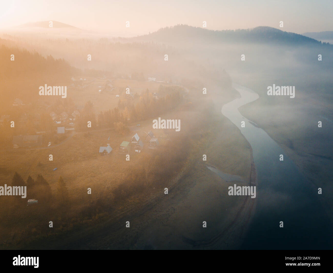 Panorama von Polanczyk Bereich. Polanczyk, Transkarpatien, Polen. Stockfoto