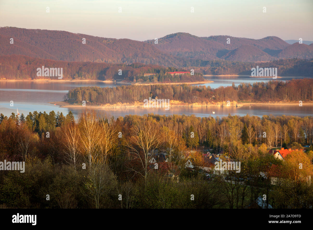 Panorama von Polanczyk Bereich. Polanczyk, Transkarpatien, Polen. Stockfoto