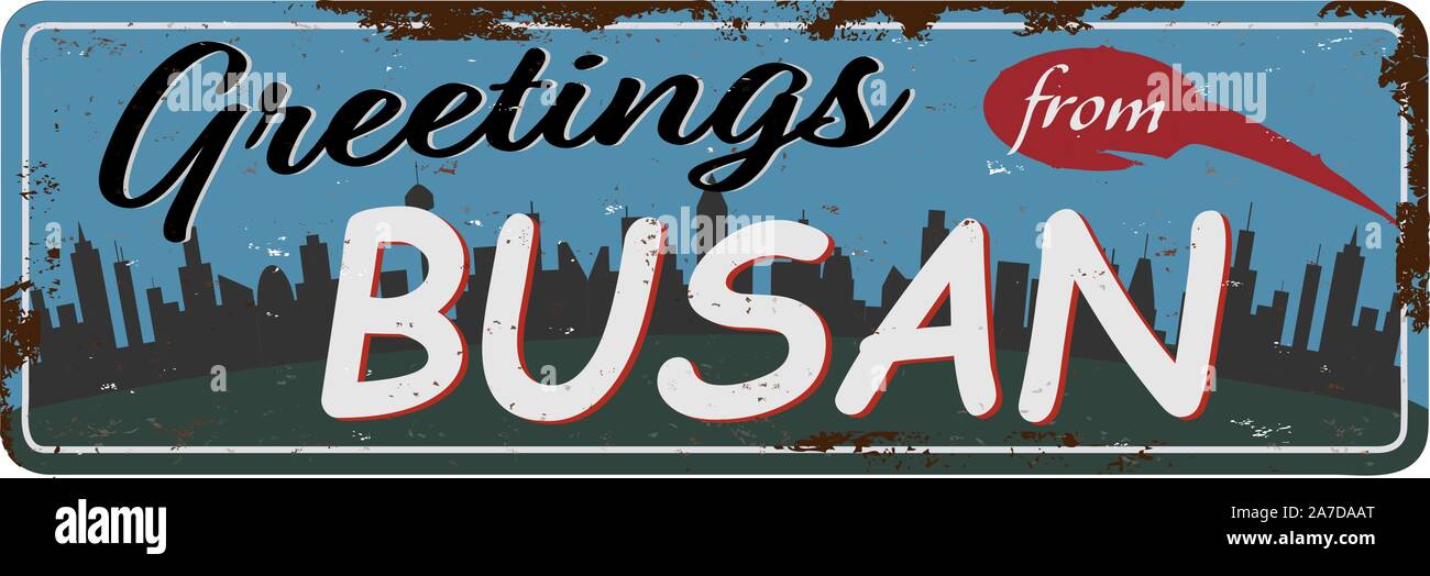 Grüße aus Busan, Südkorea verrostete Symbol Silhouette Silhouette Design City Vektorgrafiken Stock Vektor