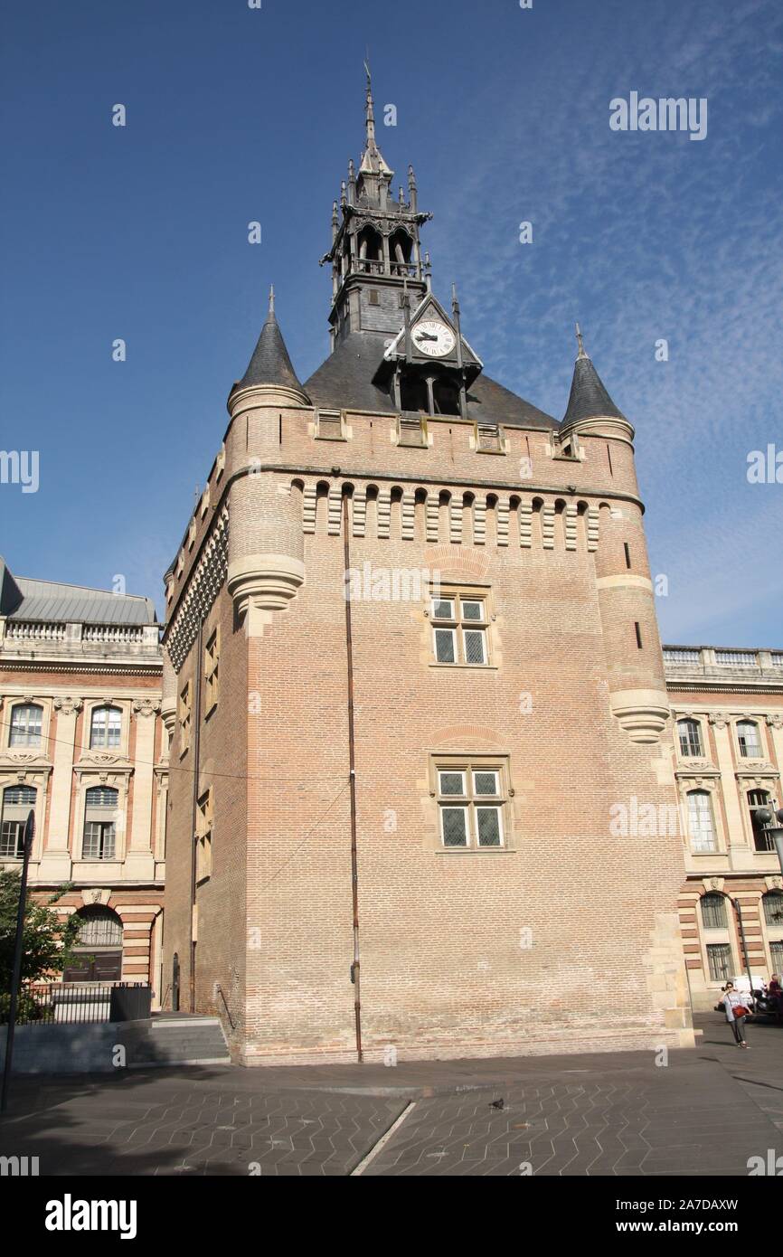 Donjon du Capitole Clock Tower, Toulouse, Frankreich Stockfoto