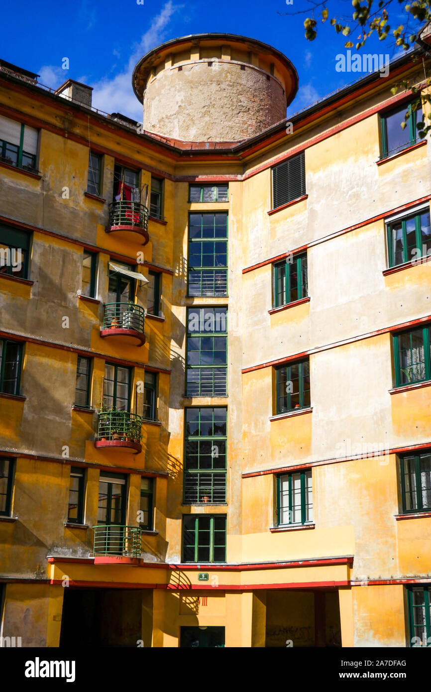 Wohn- Ensemble in 'american style' im Jahre 1946 erbaut, von dem Architekten Vladimir Šubic, Ljubljana, Slowenien Stockfoto