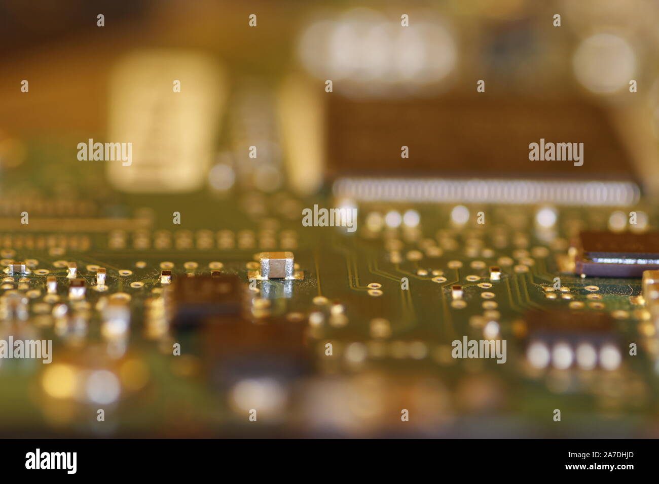 Nahaufnahme von einem Computer oder elektronische Platine, die individuelle Komponenten sowie aus Stockfoto