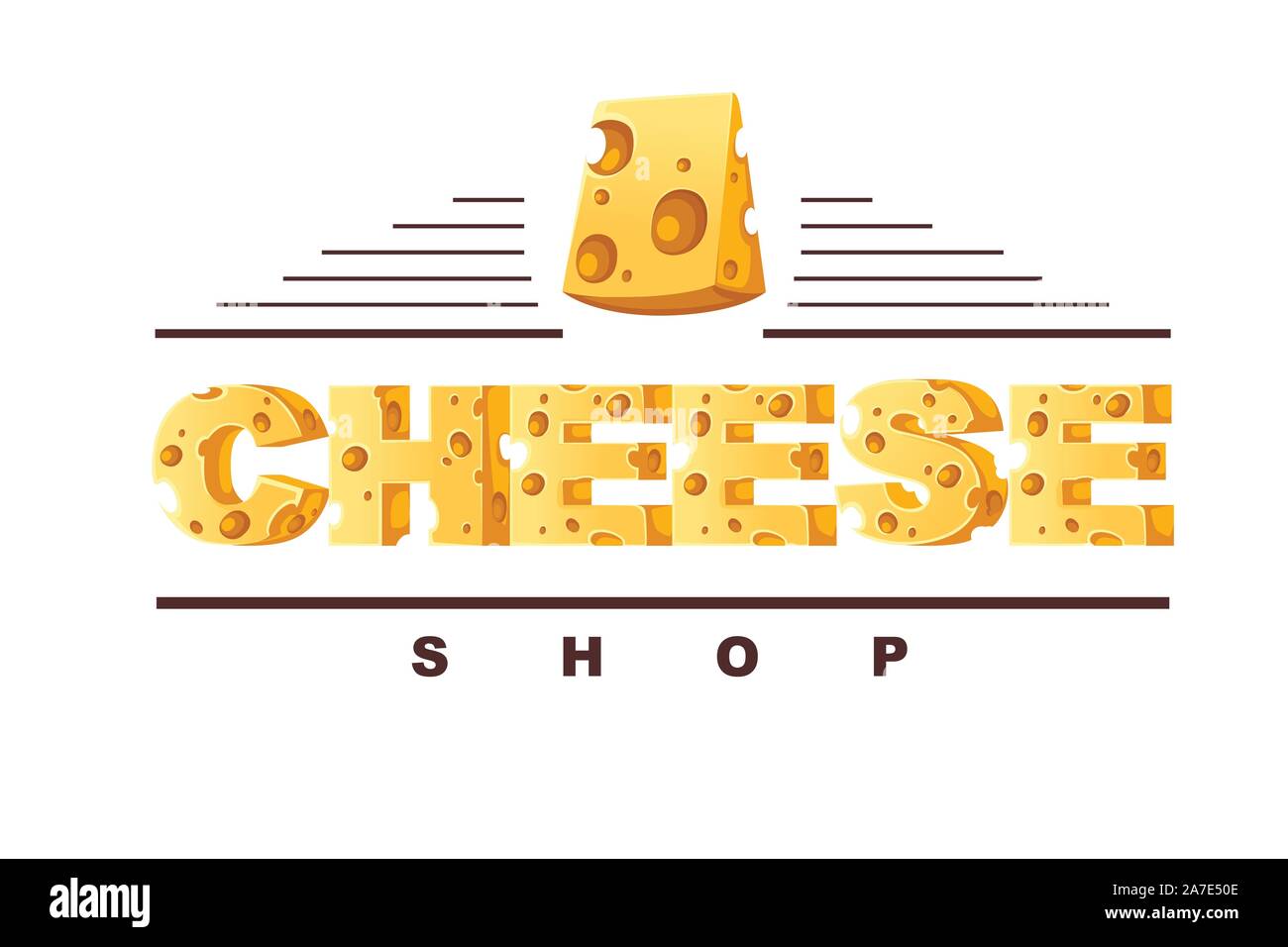 Konzept KÄSE Wort essen Stil Buchstaben kreative Logo Design flachbild Vector Illustration auf weißem Hintergrund. Stock Vektor