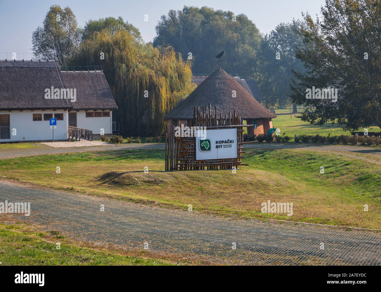 Naturpark Kopacki Rit Eingang, Kroatien Stockfoto