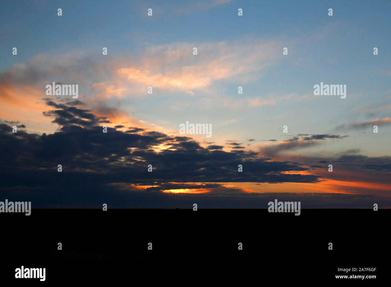 Patagonische Sonnenuntergang. Chubut. Stockfoto