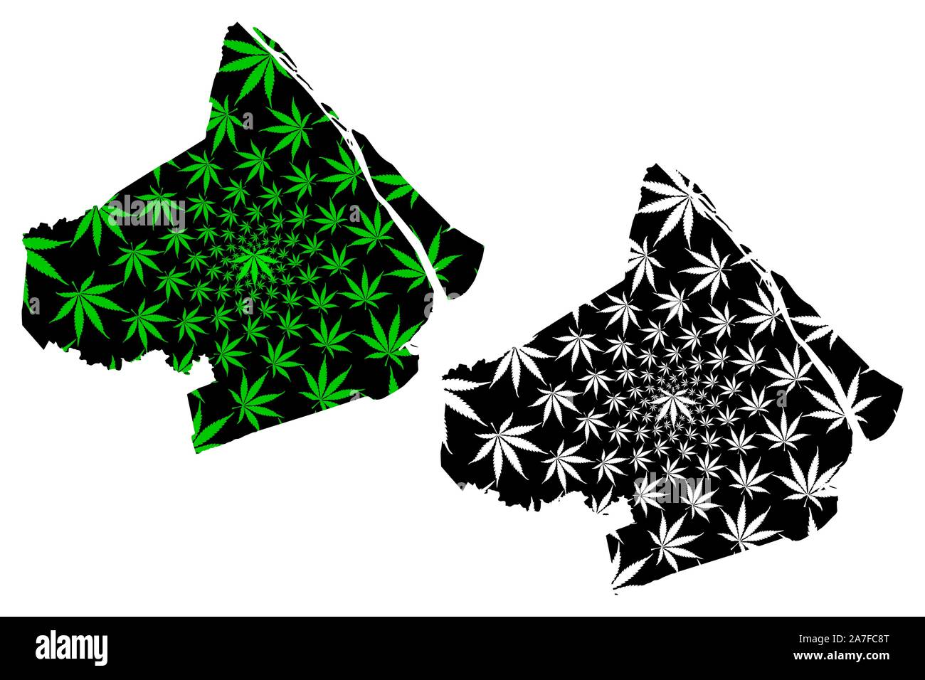 Soc Trang Provinz (Sozialistische Republik Vietnam, Unterteilungen von Vietnam) Karte cannabis Blatt grün und schwarz ausgelegt ist, Tinh Soc Trang, Karte von gemacht Stock Vektor
