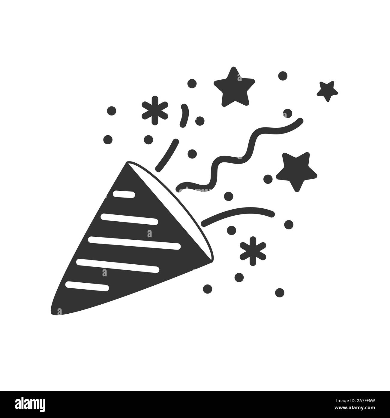 Masquerade Cap und Konfetti. Gefüllte Silhouette, einfaches Design Stock Vektor