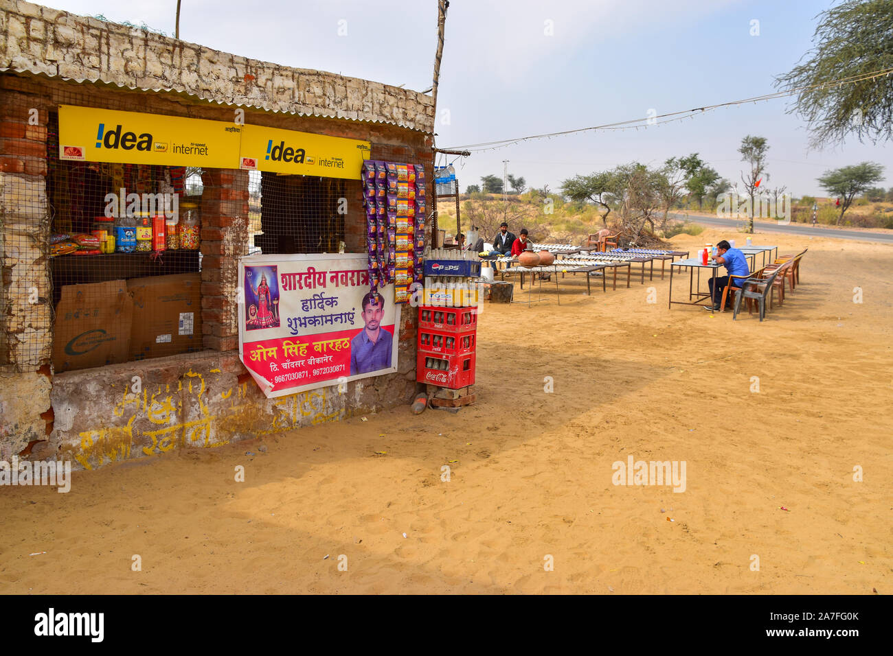 Straßencafé, Jaipur Jaisalmer, Rajasthan, Indien Stockfoto