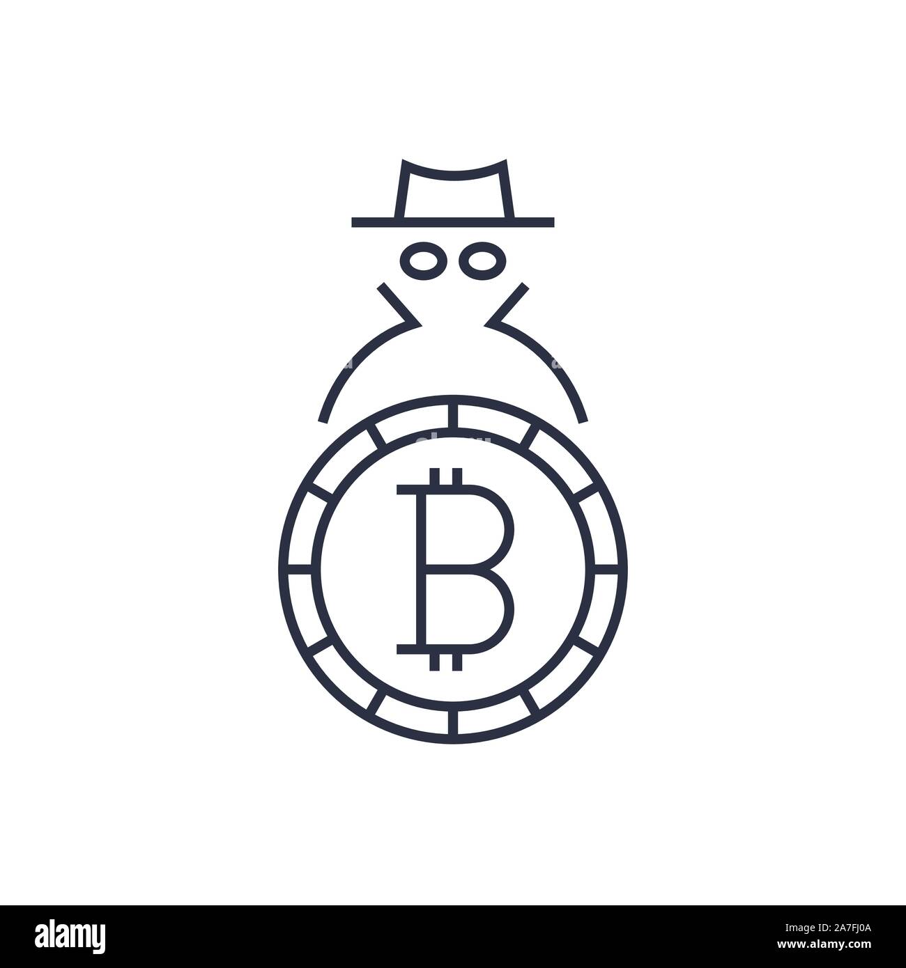 Logo bitcoin. Konzept der Anonymität und Sicherheit. Editierbare Anschlag Stock Vektor