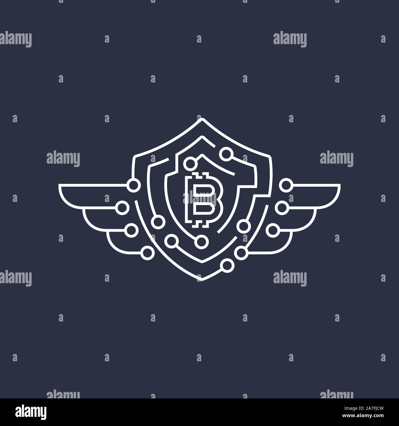 Bitcoin Logo. Das Konzept des Schutzes. Editierbare Anschlag Stock Vektor
