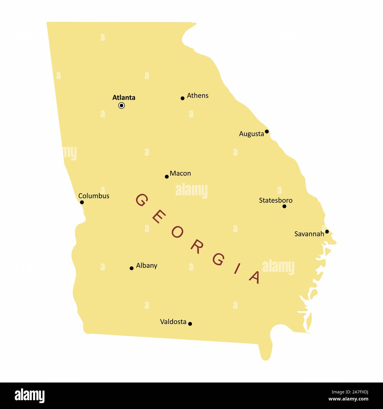 Georgia State Städte Karte Stock Vektor