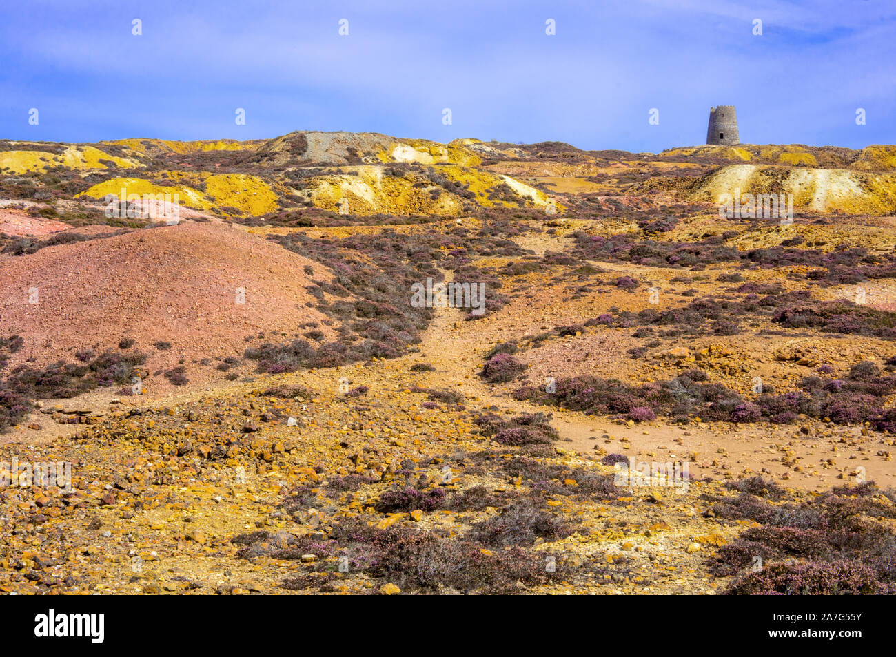 Diese Mühle wurde verwendet, um den Antrieb für Pumpen das Wasser aus dem Stollen zu entfernen. Stockfoto